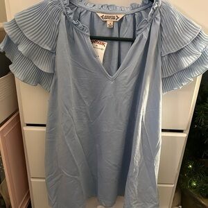Nanette Lepore Sky Blue Ruffle Sleeve Blouse